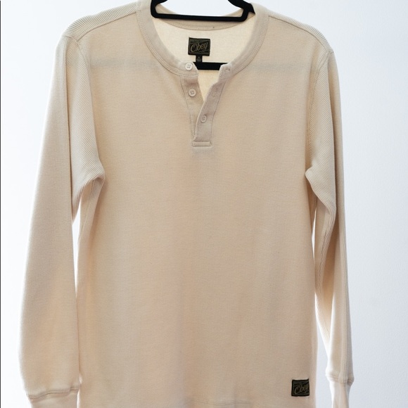 Obey waffle knit Henley - off white - Picture 2 of 6